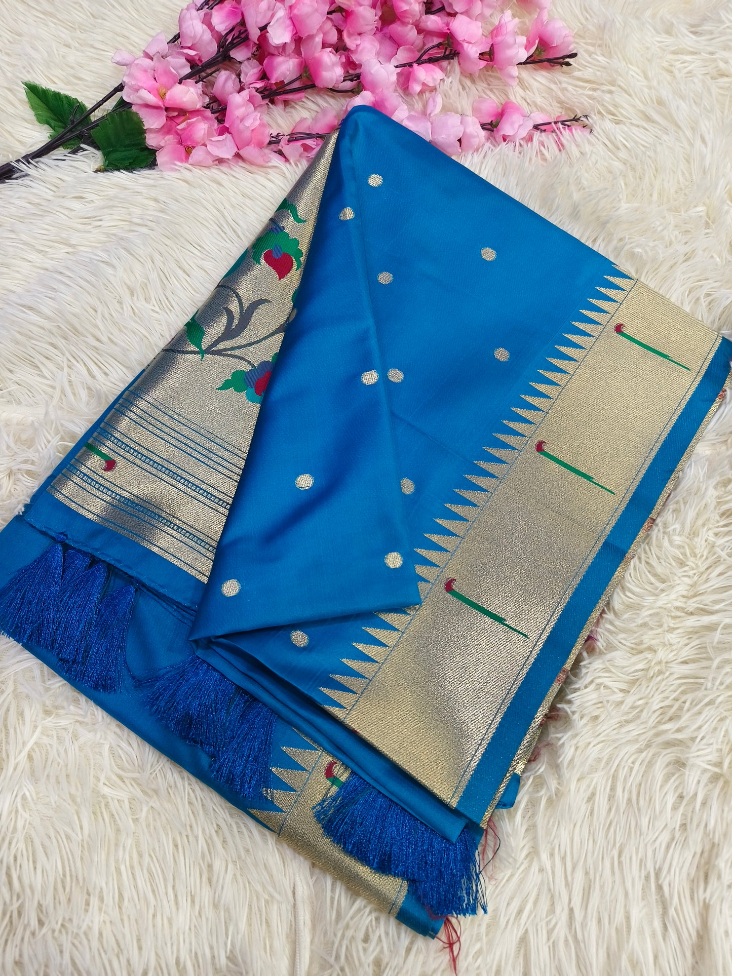 Blue Paithani silk saree