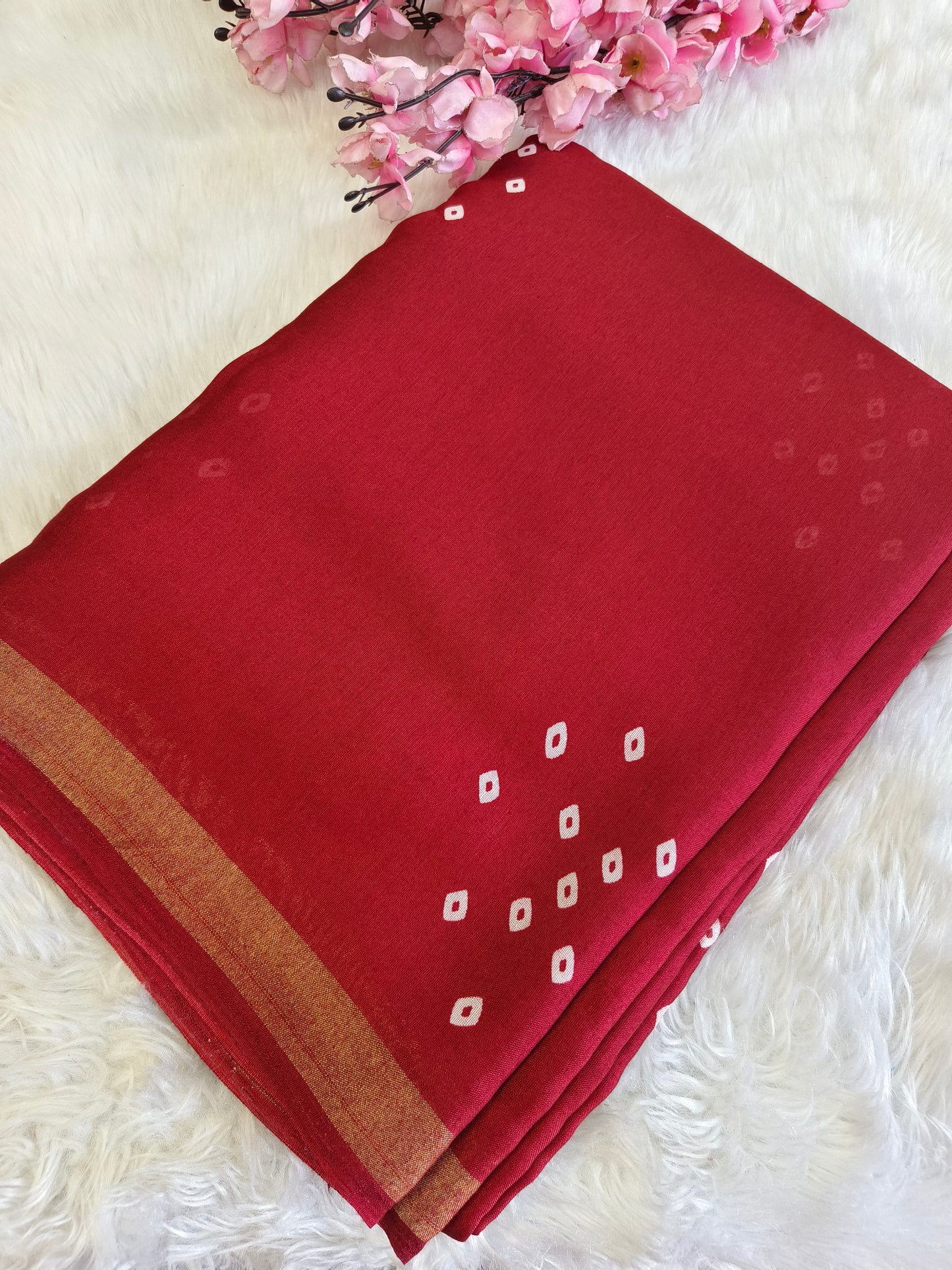 Red Soft Lenin silk saree