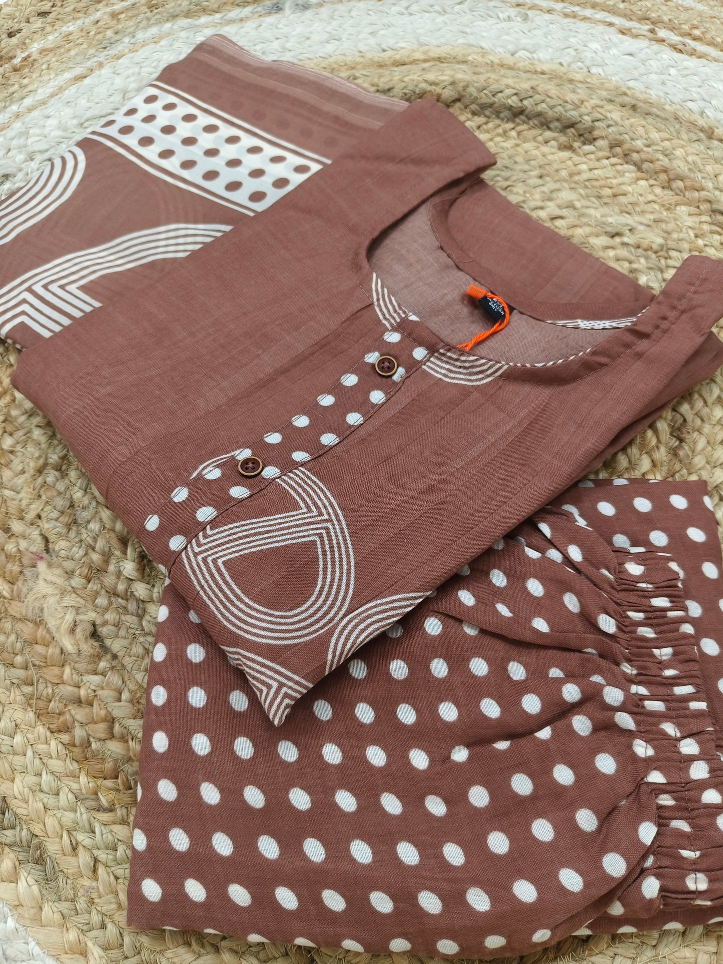 Brown Cotton sets with duppatta