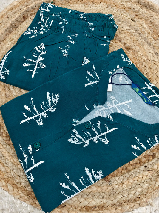Peacock blue rayon cord set
