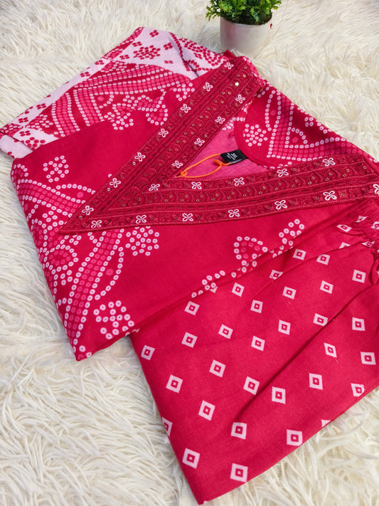 Pink cotton sets with duppata