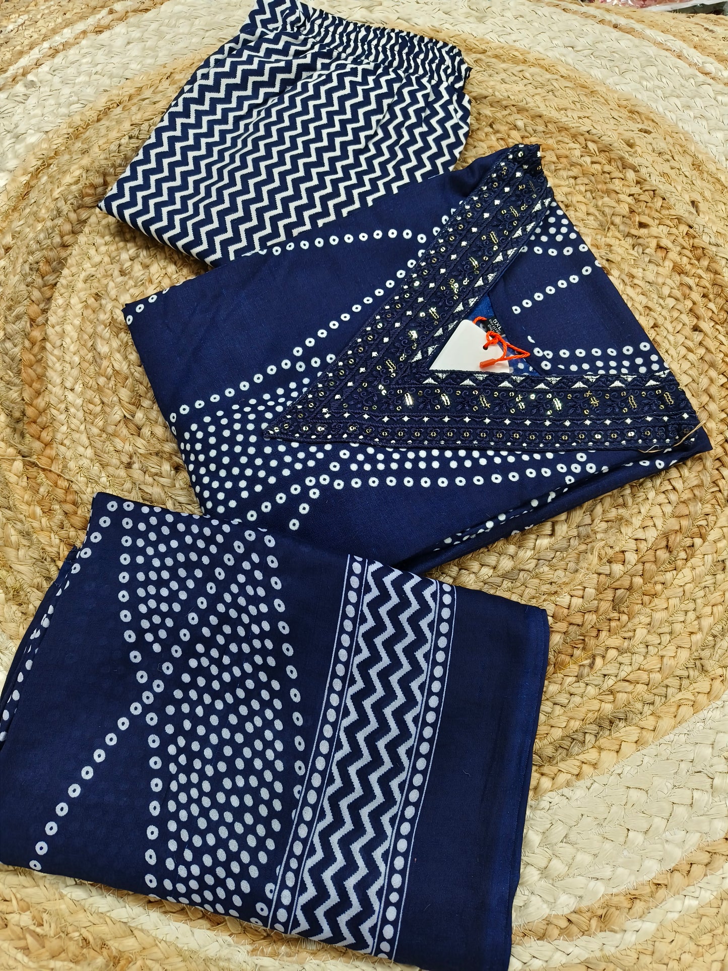 Navy Blue Cotton sets with duppatta