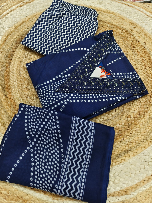 Navy Blue Cotton sets with duppatta