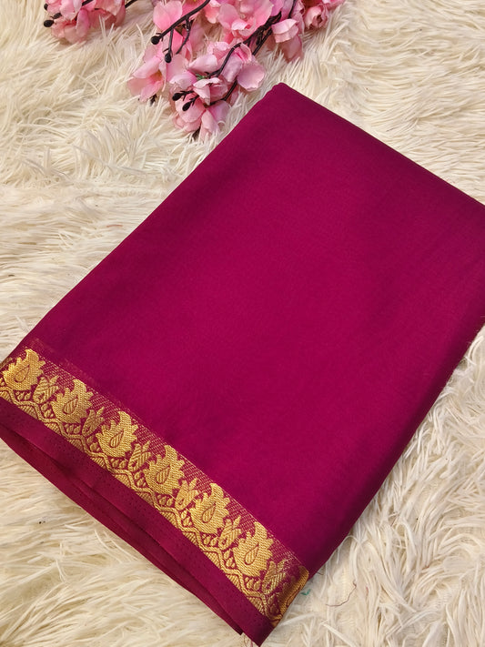 Wine semi Mysore crepe silk saree