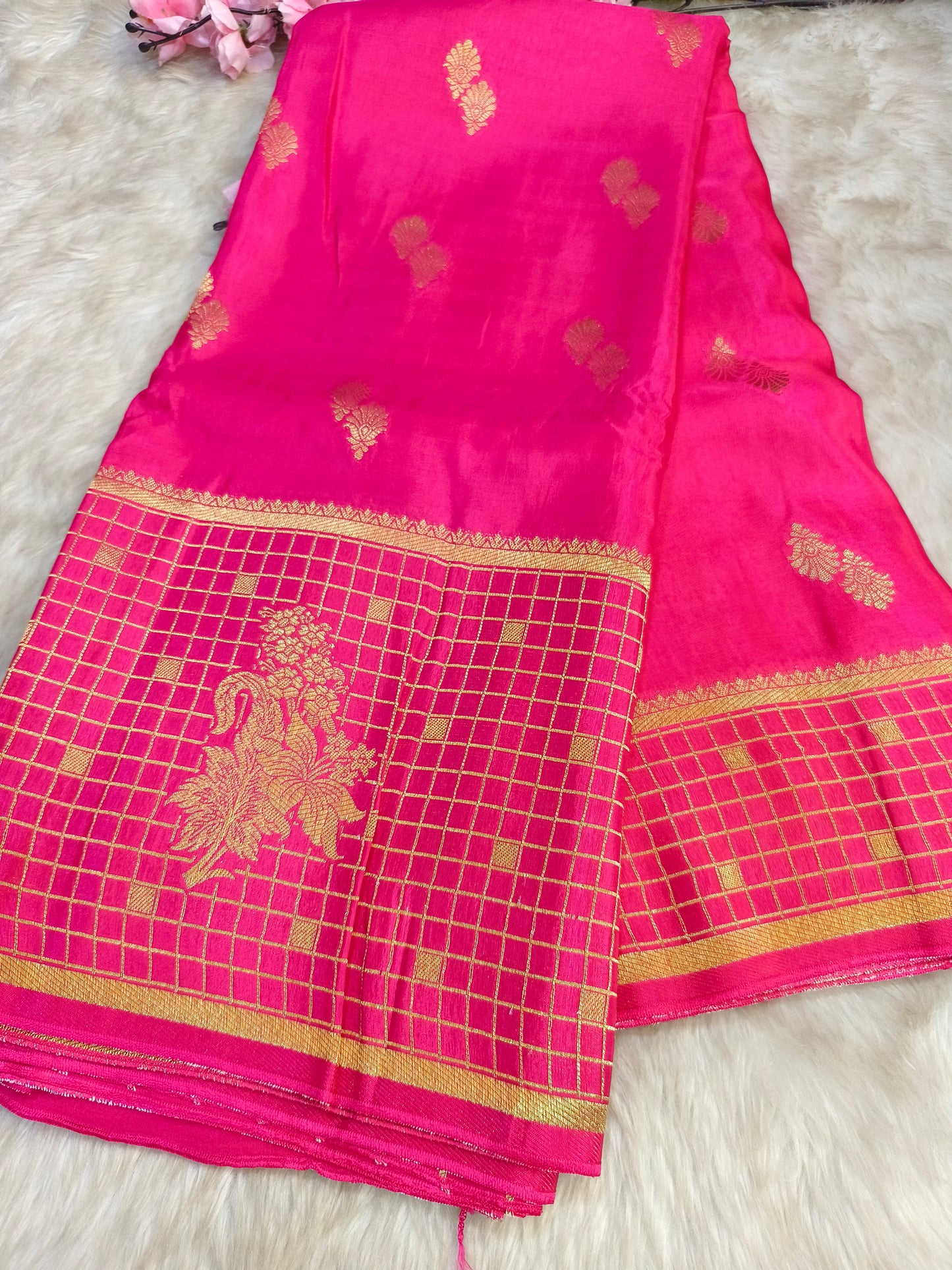 Rani pink Munga silk saree