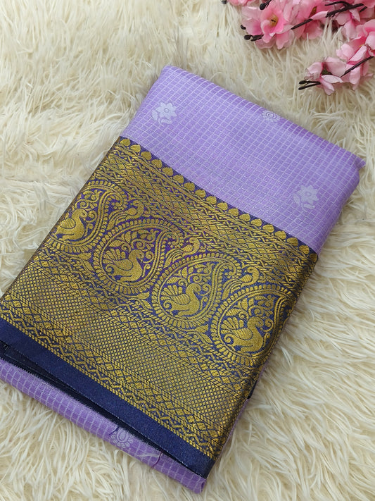 Purple with navy blue soft silk saree