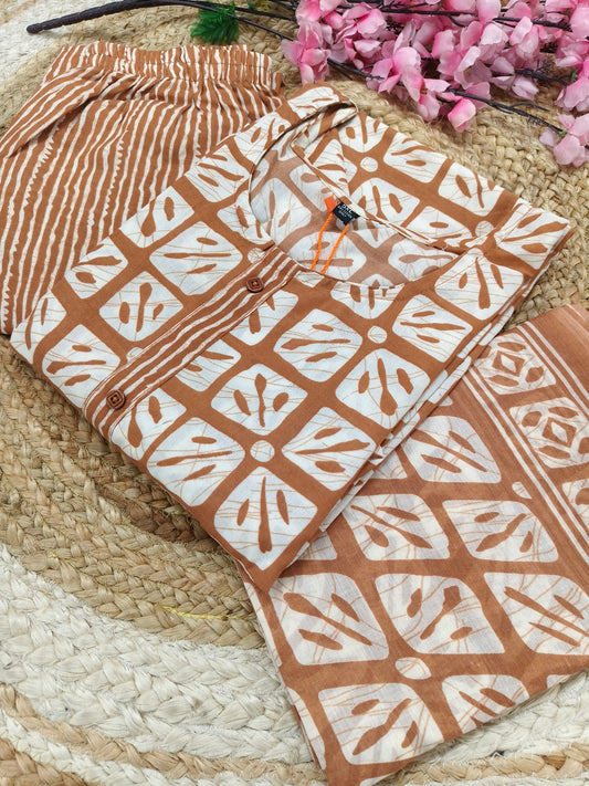 Orange  Cotton sets with duppatta