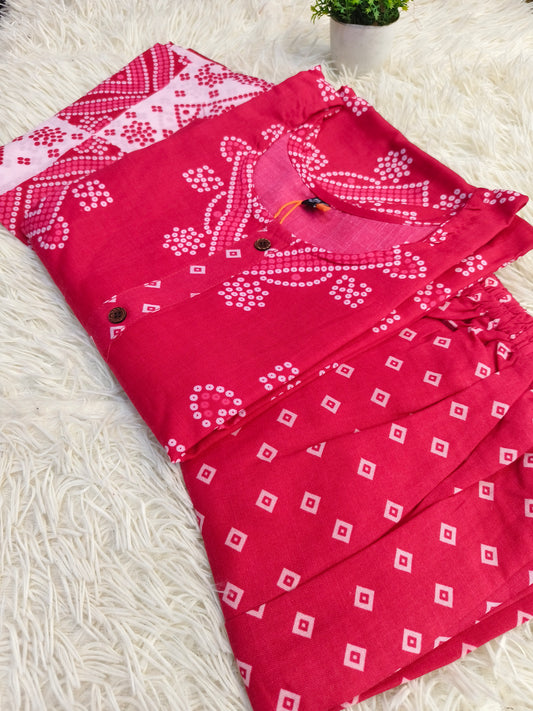 Pink  Cotton sets with duppata