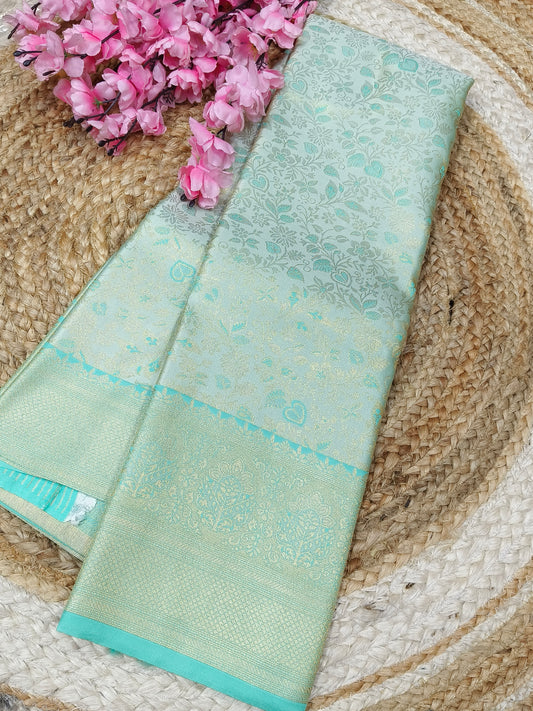 Sea Blue Soft satin Silk saree