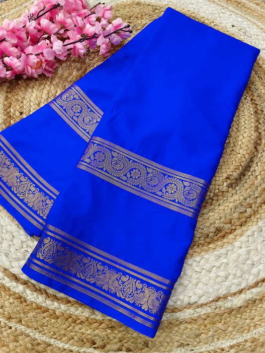 Royal Blue semi Mysore crepe silk saree
