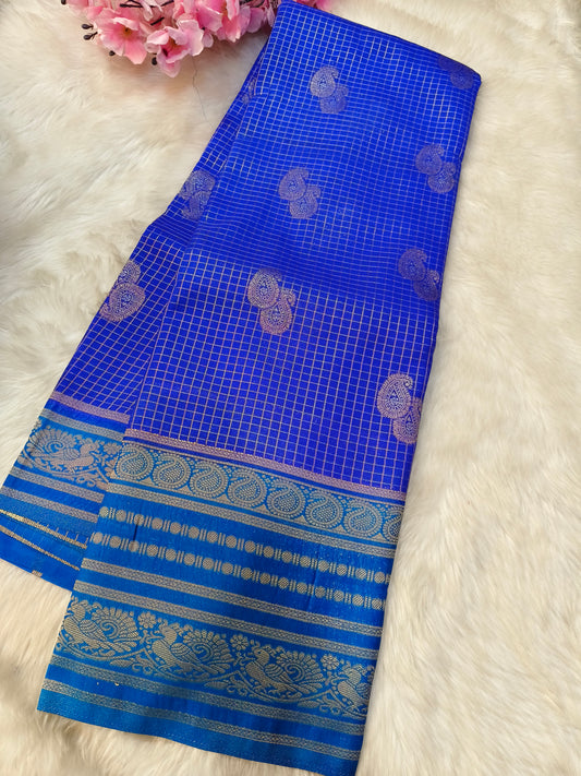 Royal blue georgette crepe silk saree