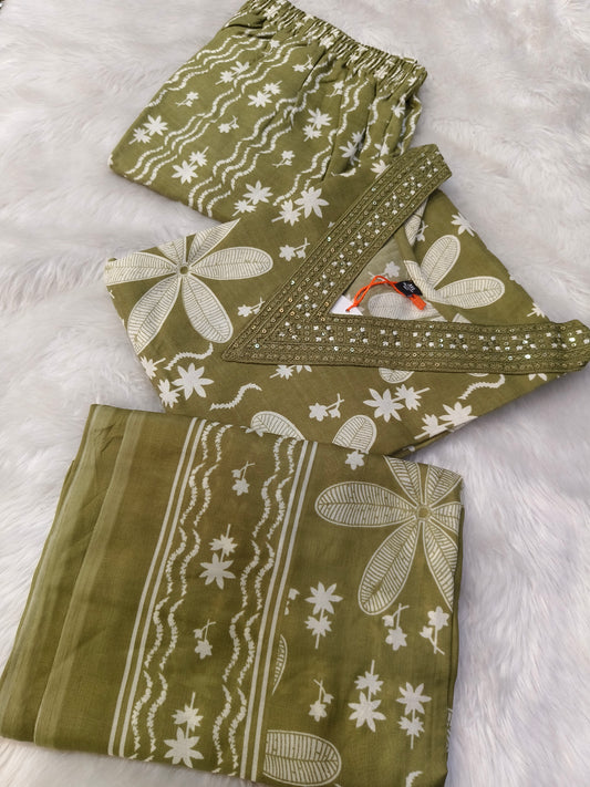 Green Cotton sets with duppata