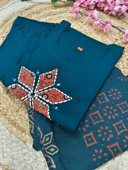 Blue Cotton salwar suit