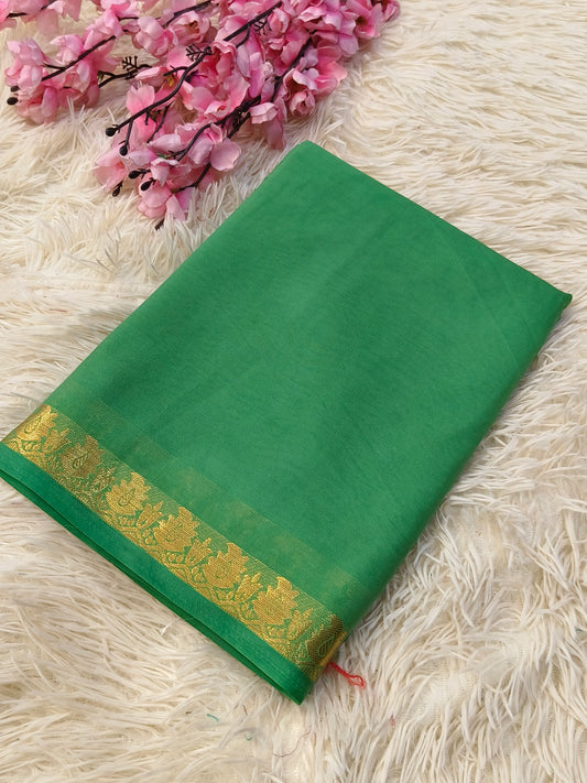Sea Green semi Mysore crepe silk saree