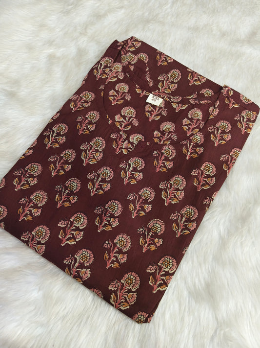 Brown Cotton short Kurtis