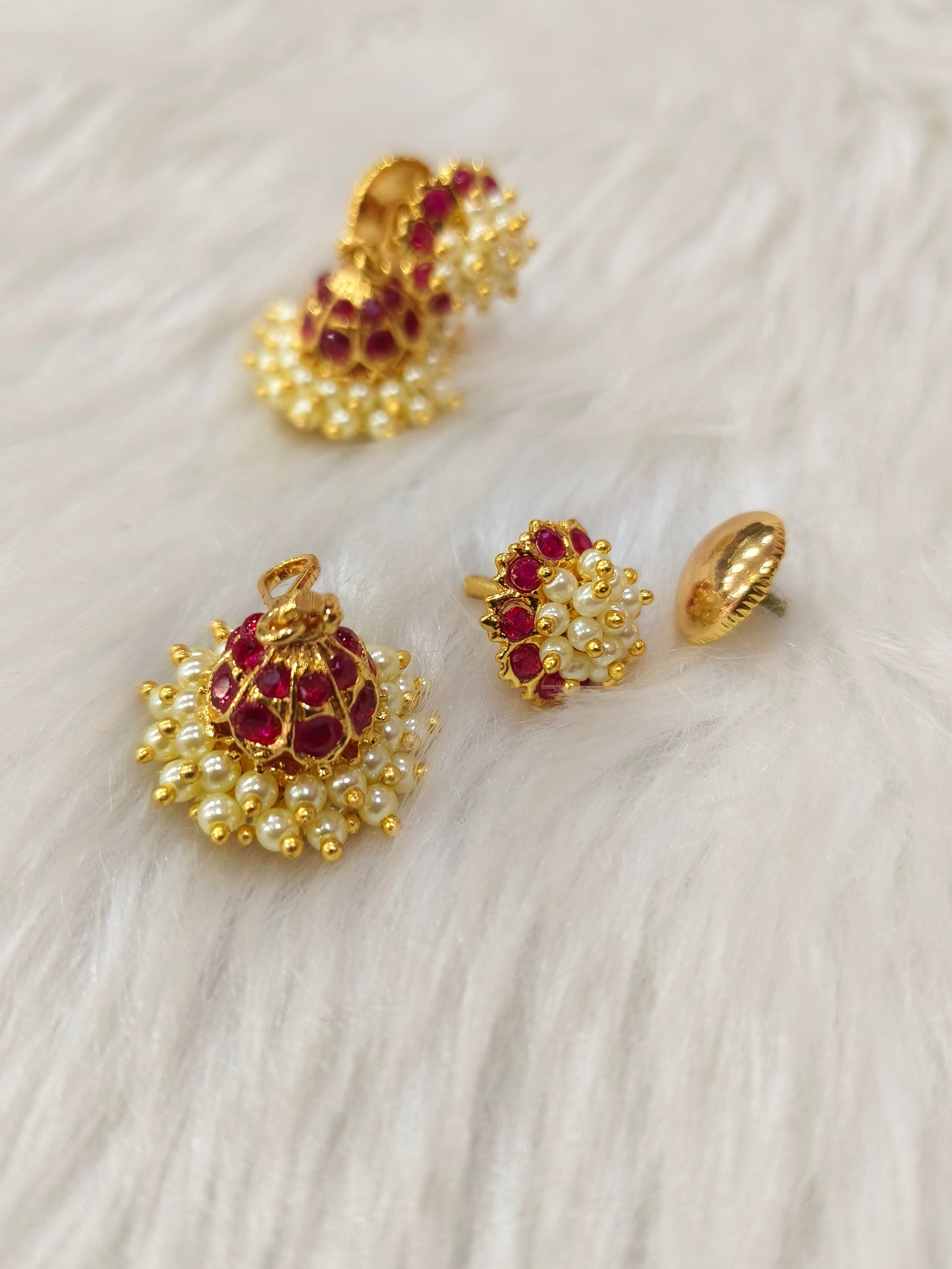 Ruby stone with pearl Belli Moda jhumka