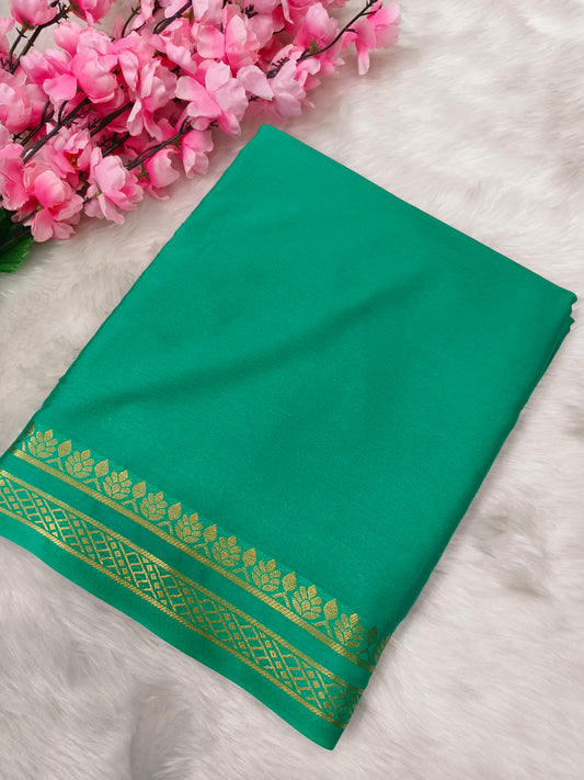 Rama Green semi Mysore crepe silk saree