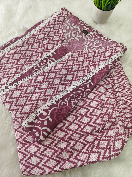 Wine pure cotton two piece sets