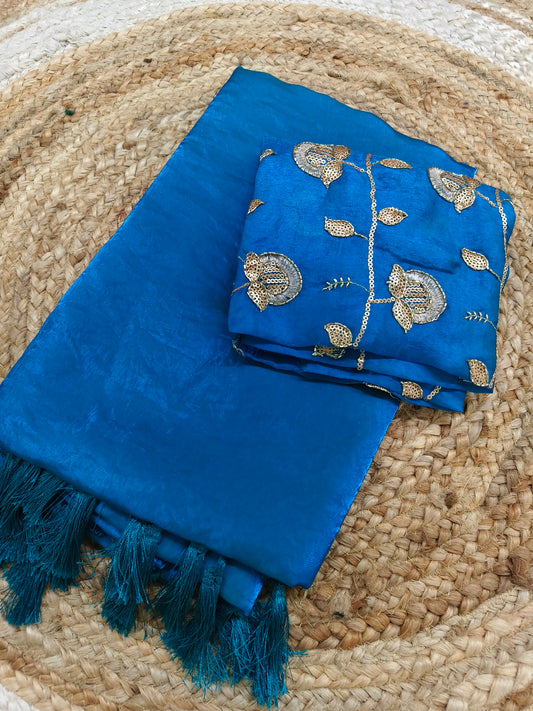 Blue designer saree