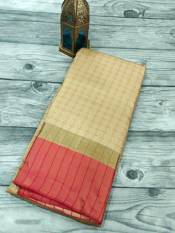 Beige Arani Silk Saree