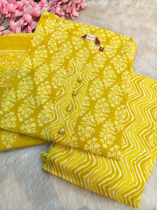 Yellow pure cotton suits