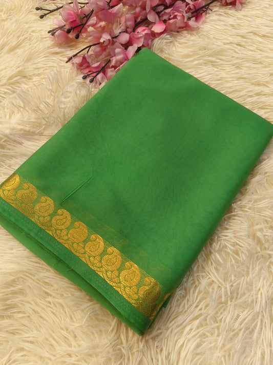 Sea Green semi Mysore crepe silk saree