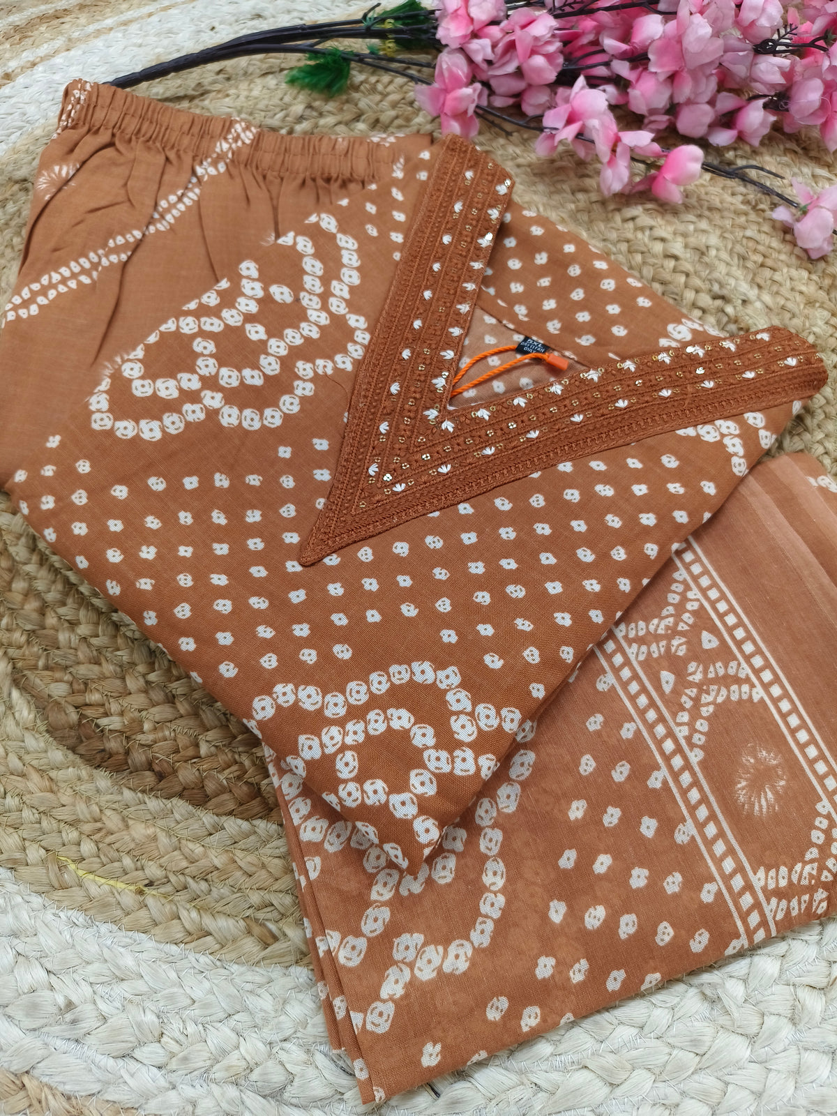 Orange Cotton sets with duppatta