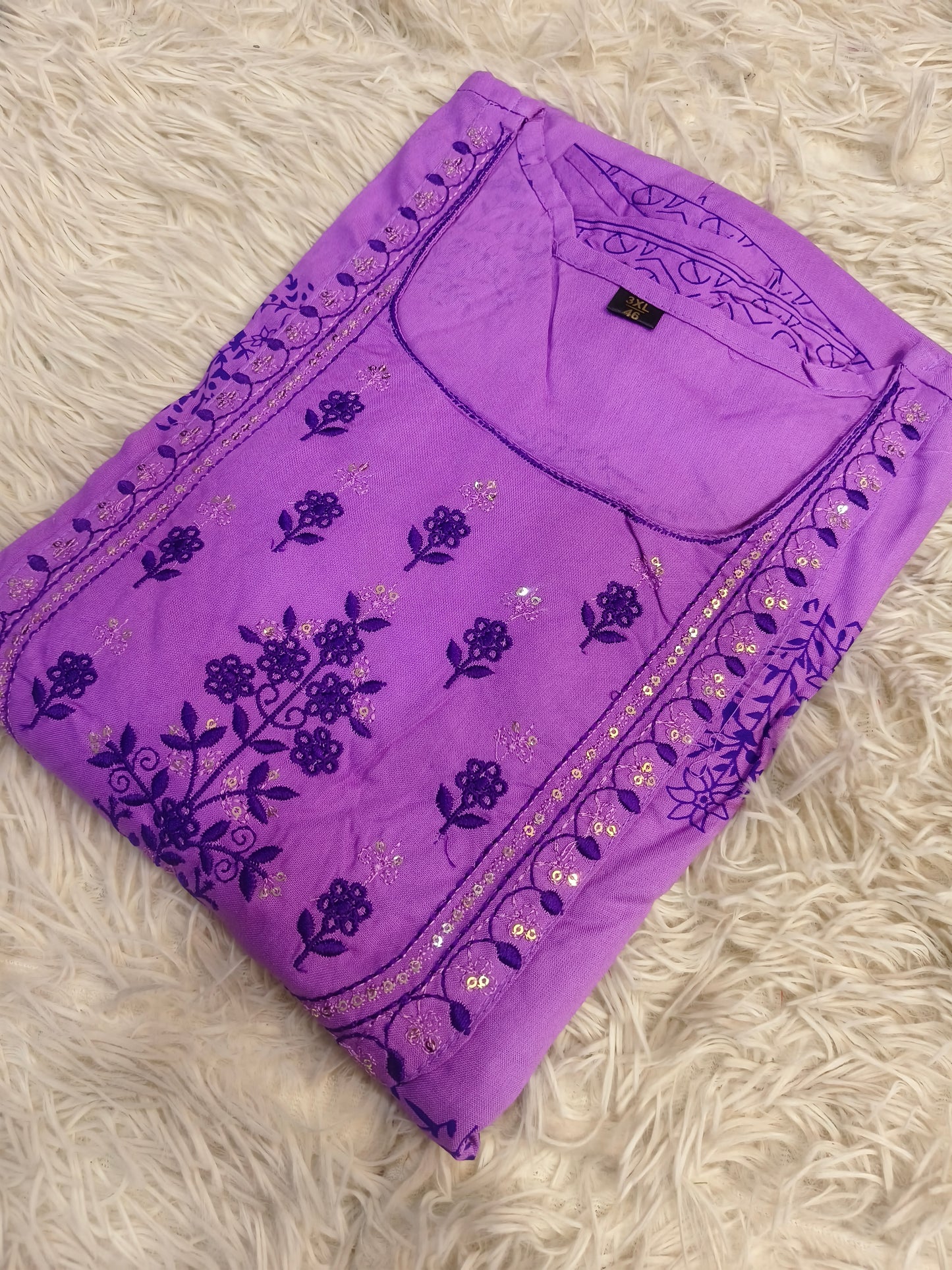 Purple Cotton Anarkali Top