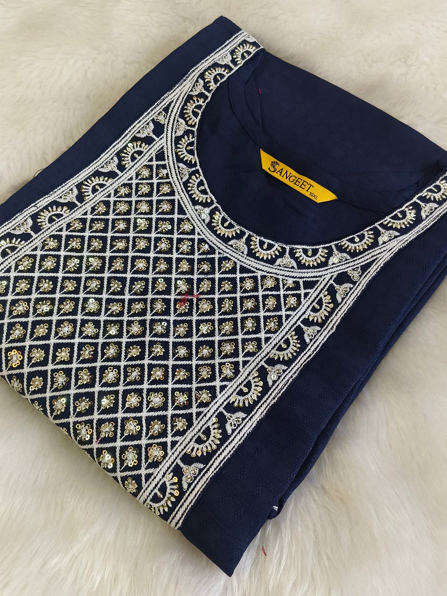 Navy blue straight cut kurti