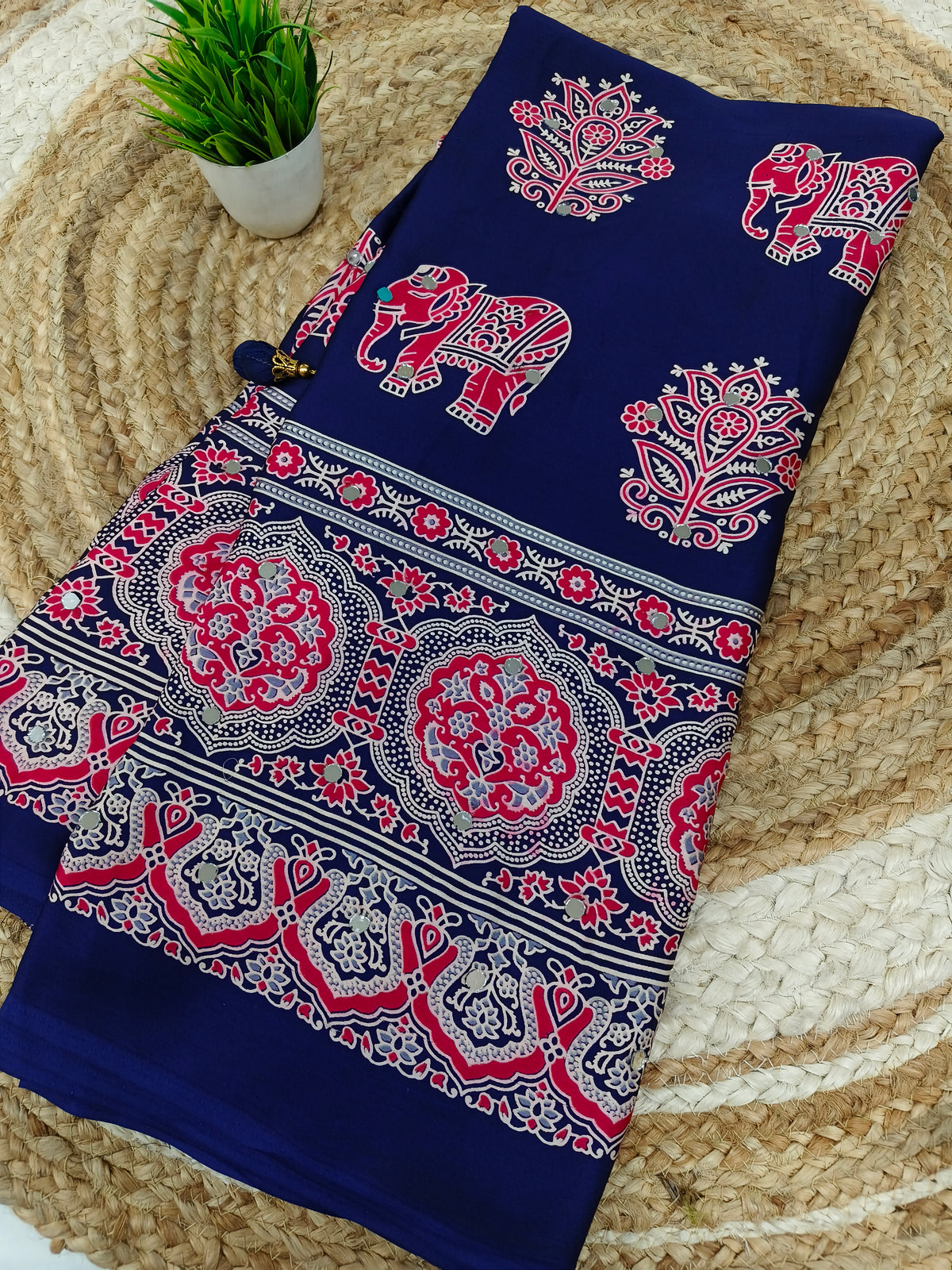 Blue modal silk saree