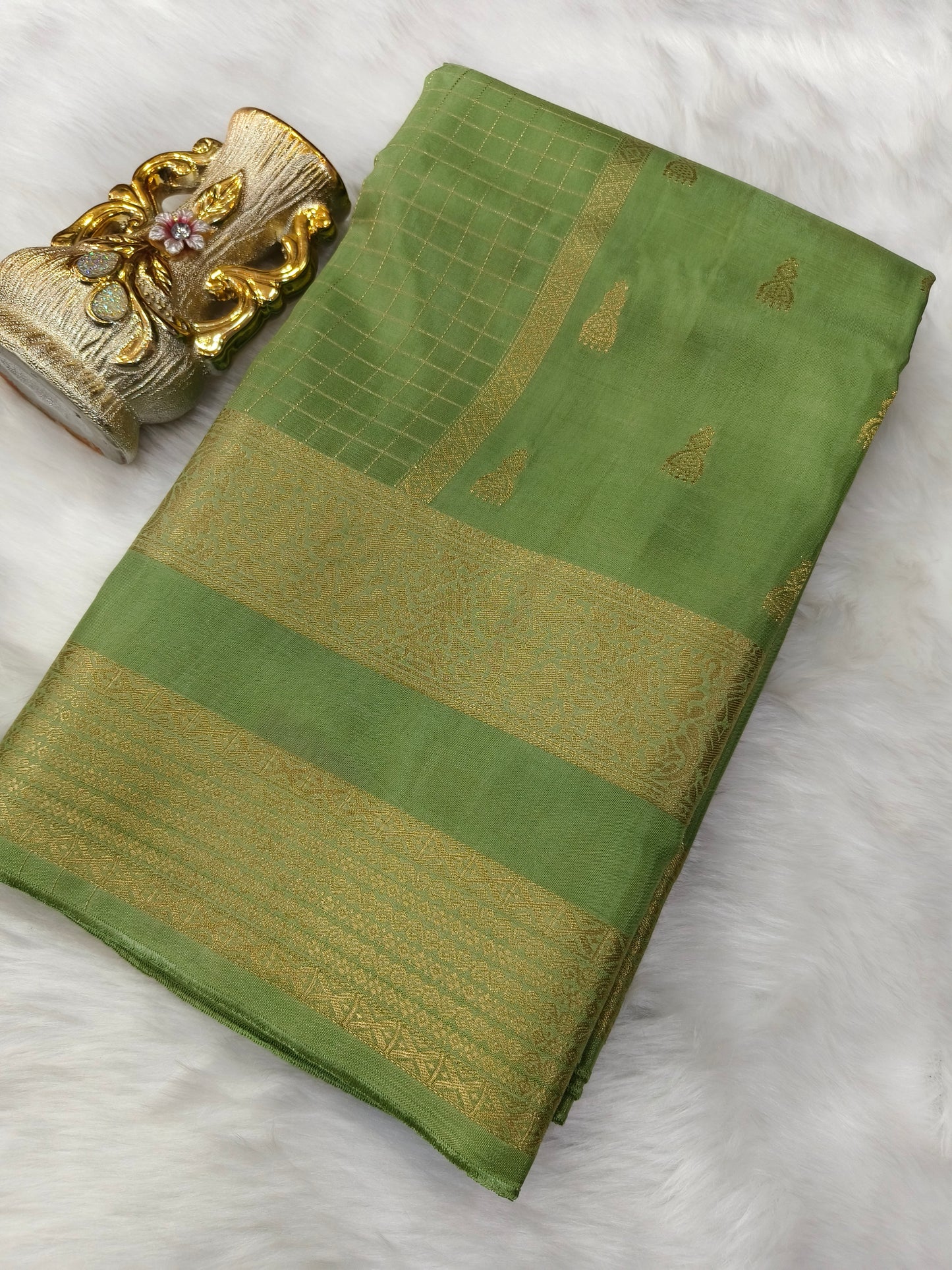 Pista Green Munga silk saree