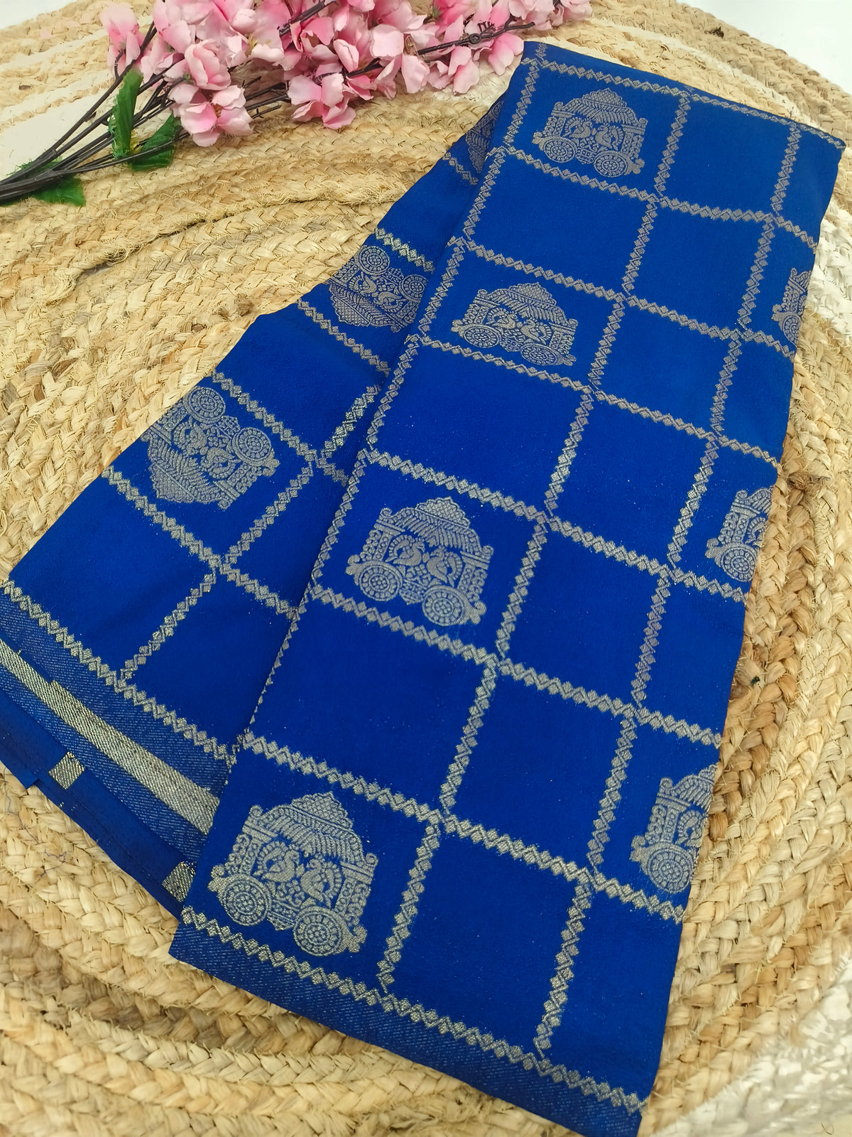 Blue Elegant crape silk saree