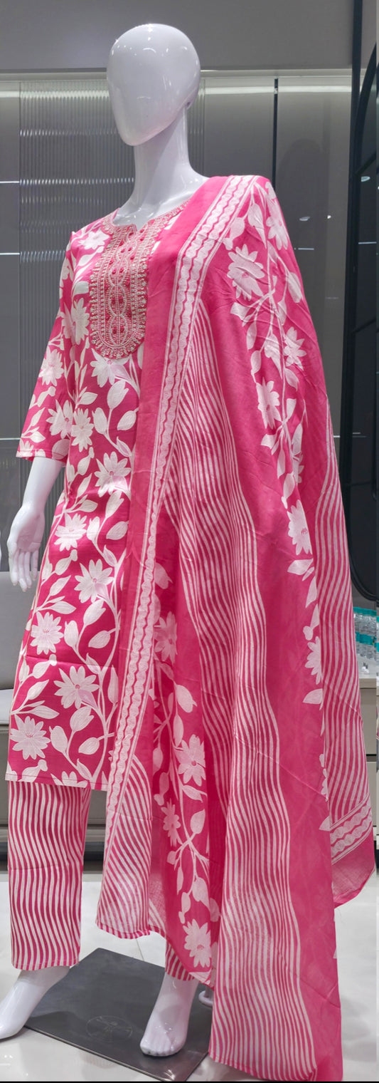 Pink Eelgent Pure cotton side cut set