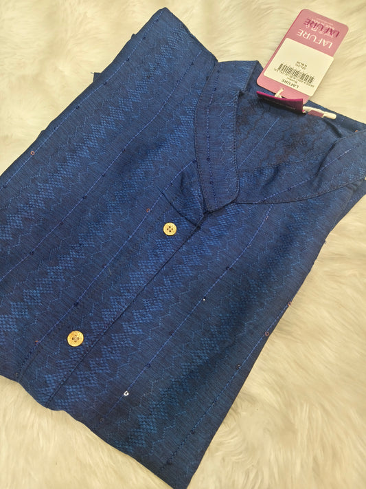 Blue Cotton side cut kurti
