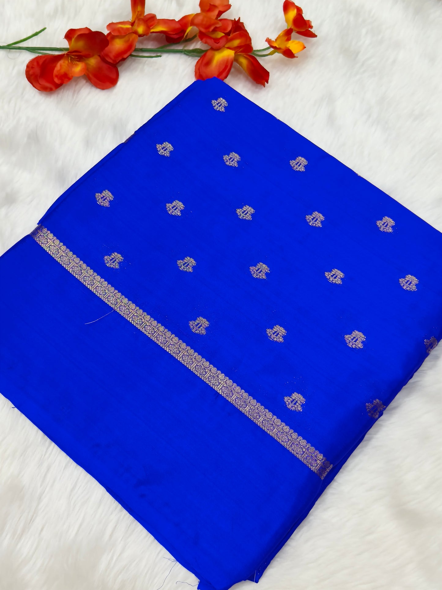 Royal blue semi silk saree