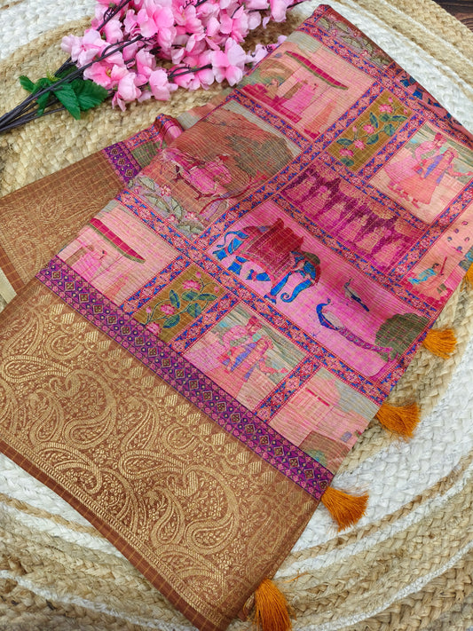 Pink heritage silk saree