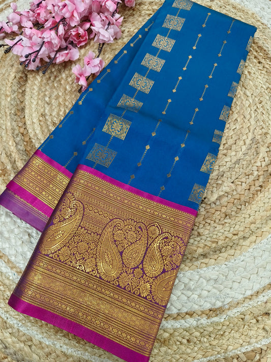 Green with Pink Elegant  soft semi kanjivaram silk saree