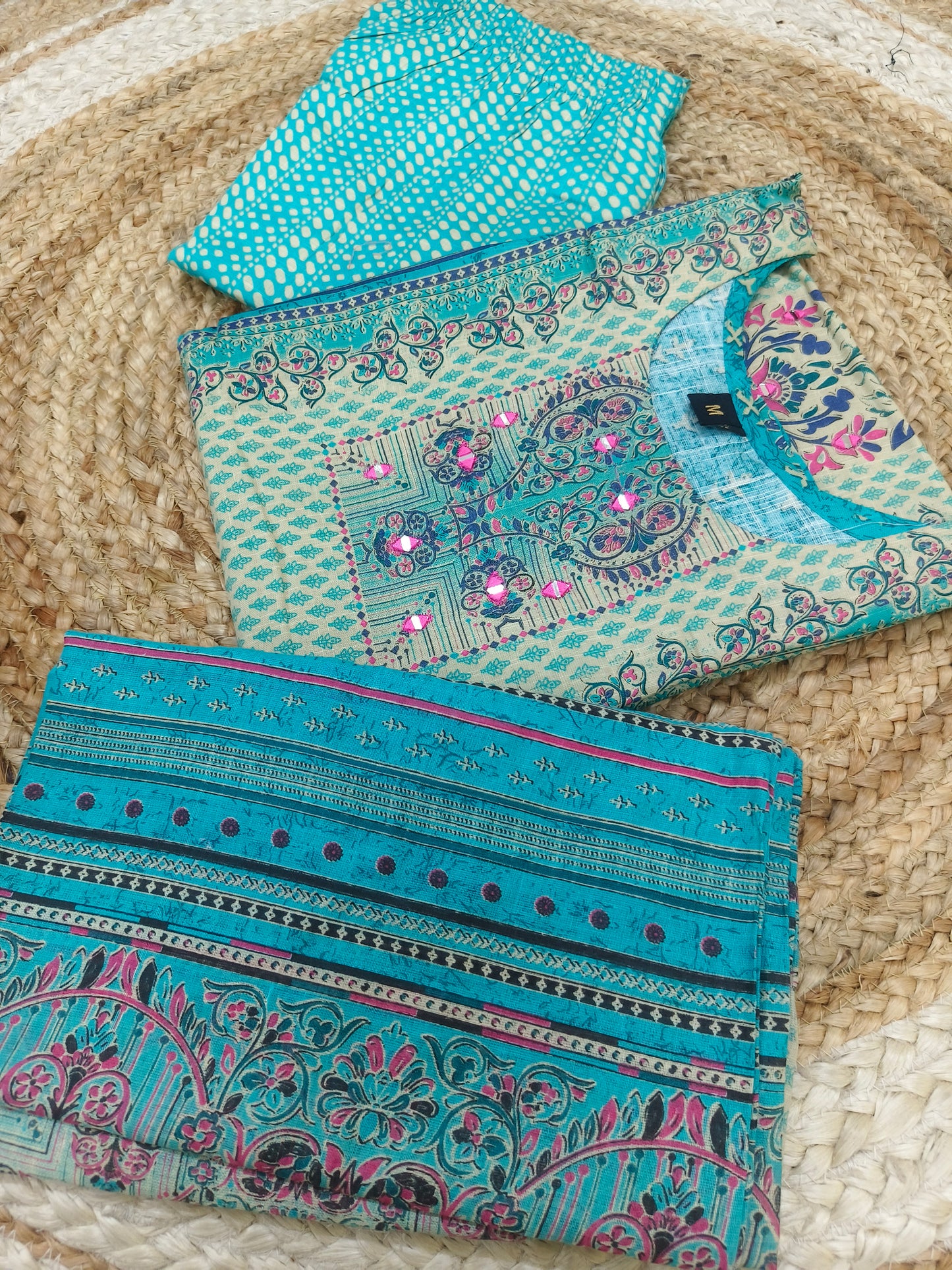 Blue cotton sets with duppatta