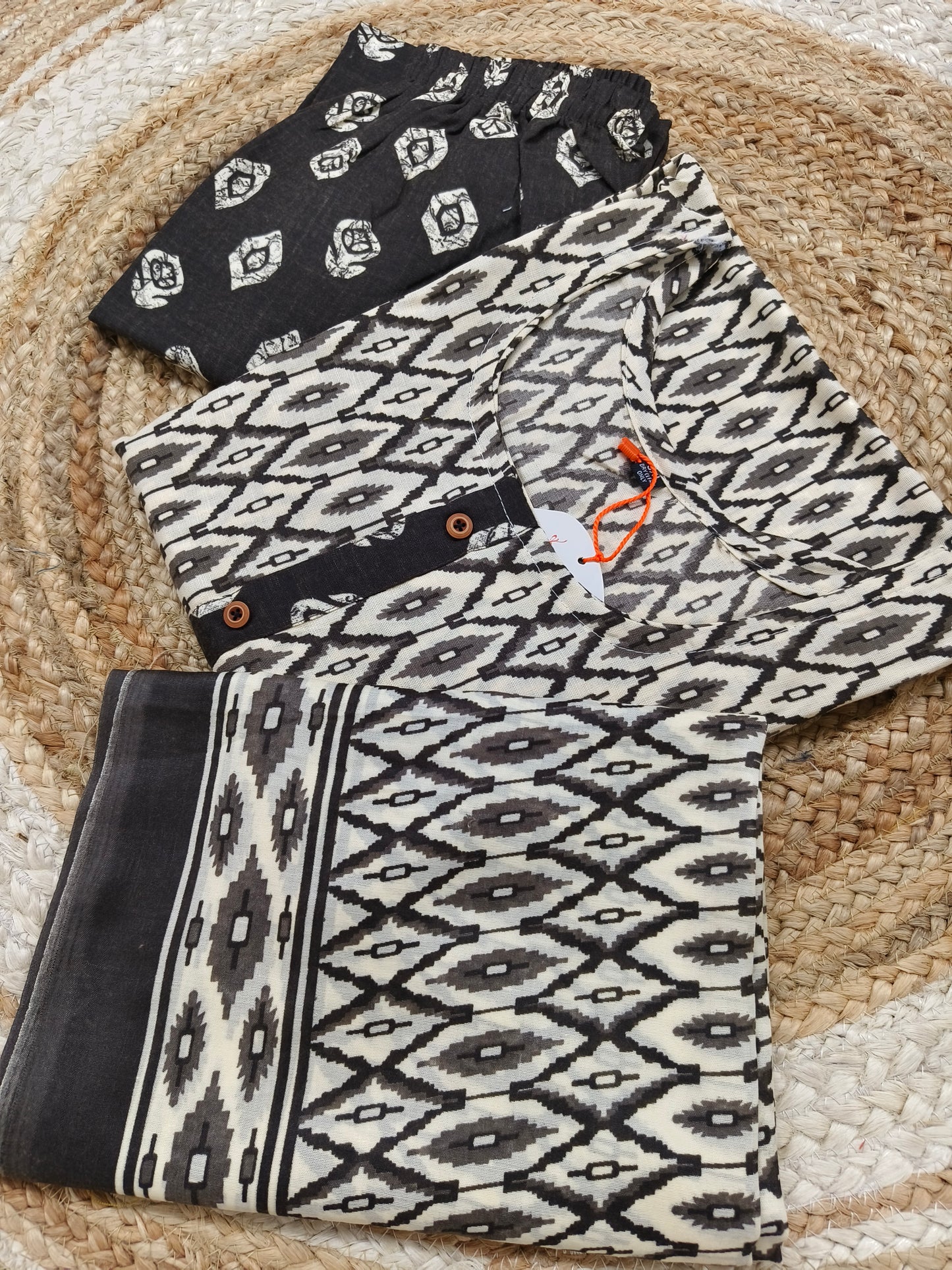Gray Cotton sets with duppatta