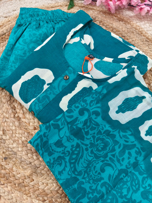 Blue Pink Cotton sets with duppatta