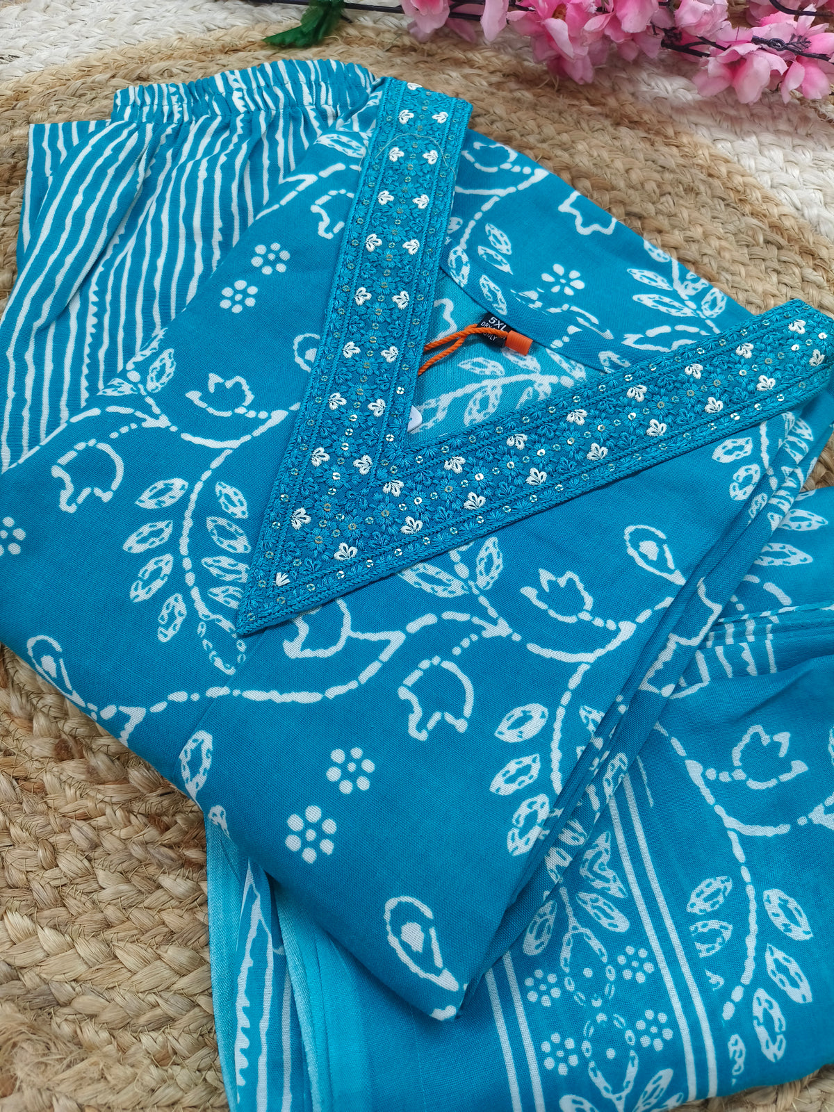 Blue Cotton sets with duppatta