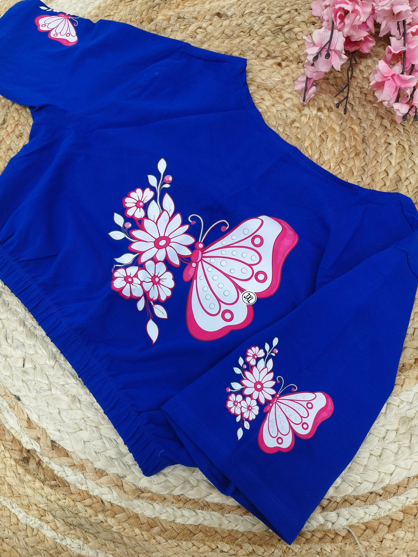 Royal blue Stretchable blouse with unique printed design