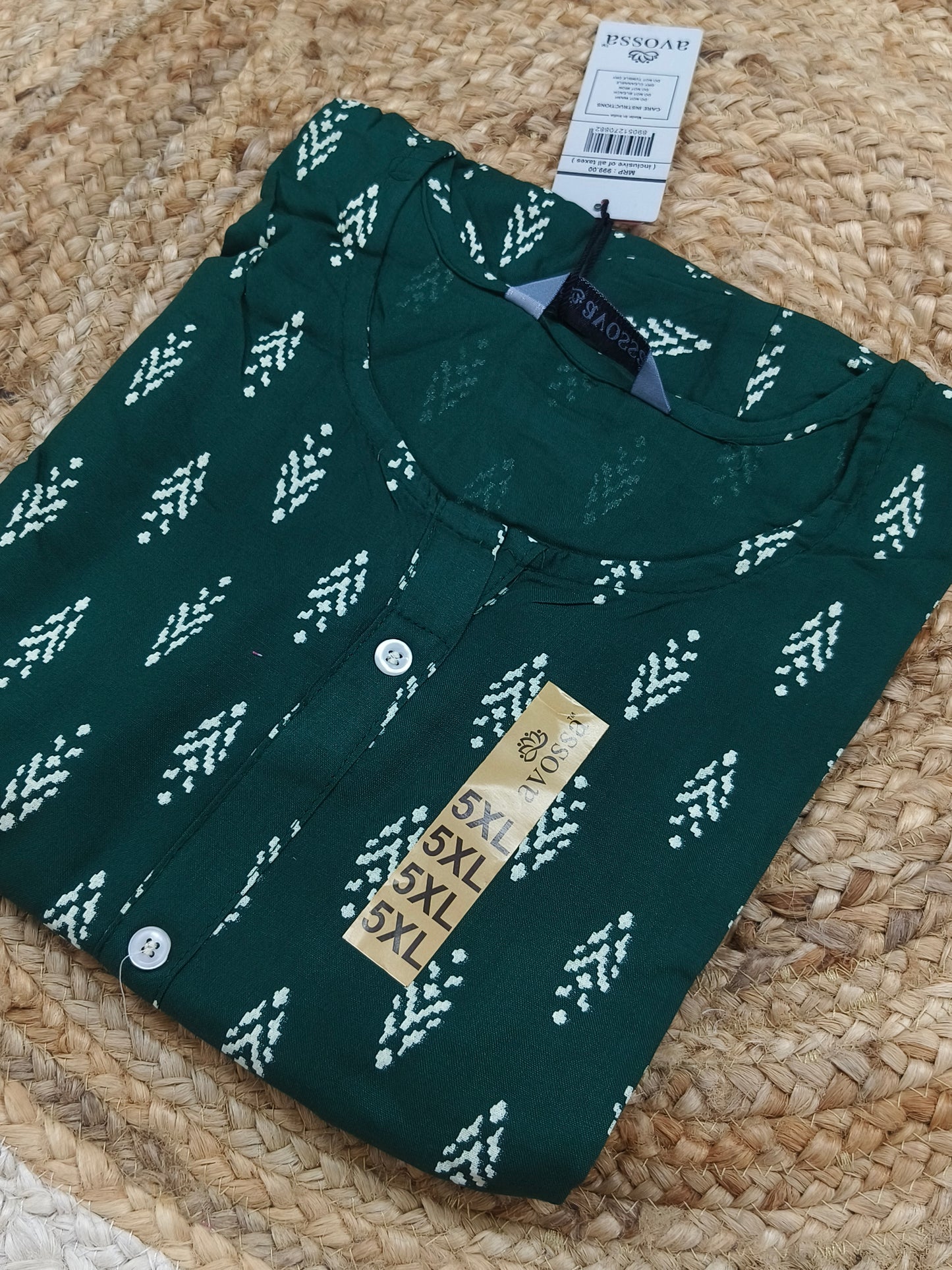 Green Rayon straight kurta