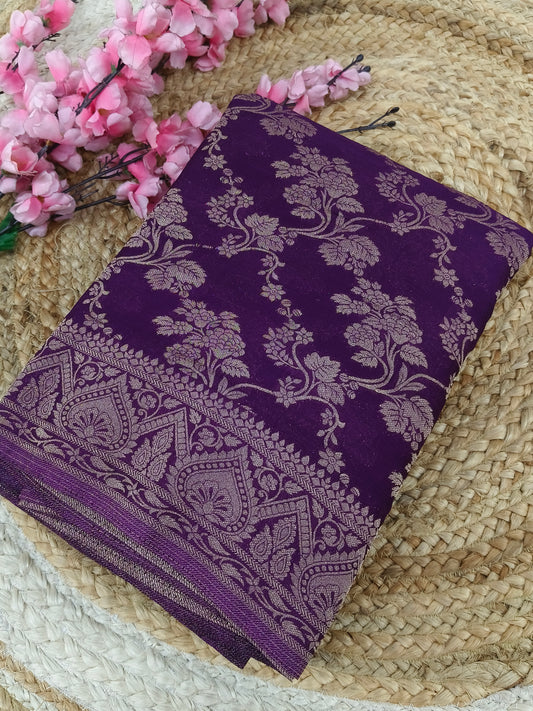 Purple Kadhi Georgette silk saree