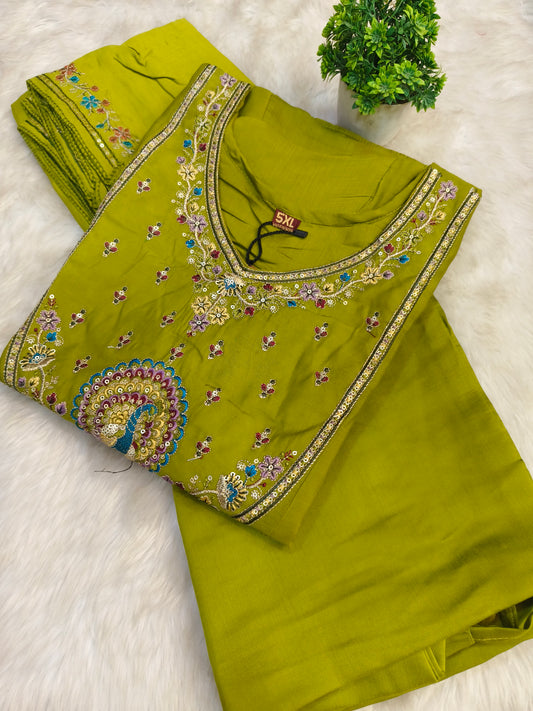 Parrot Green Elegant Aline designer suits