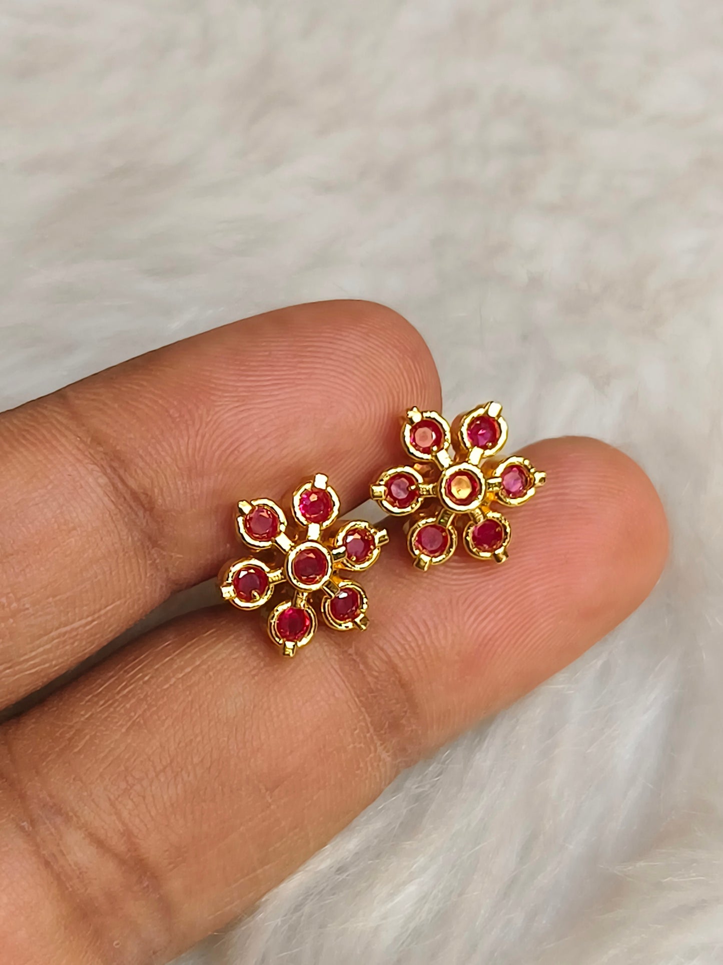 Ruby stone gold plated stud