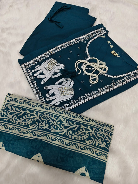 Peacock Blue premium cotton suit