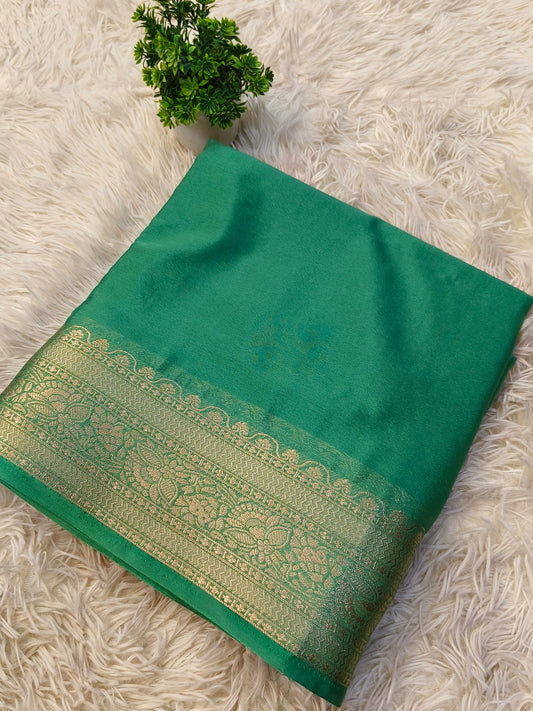 Mint green Mysore Dani chiffon saree