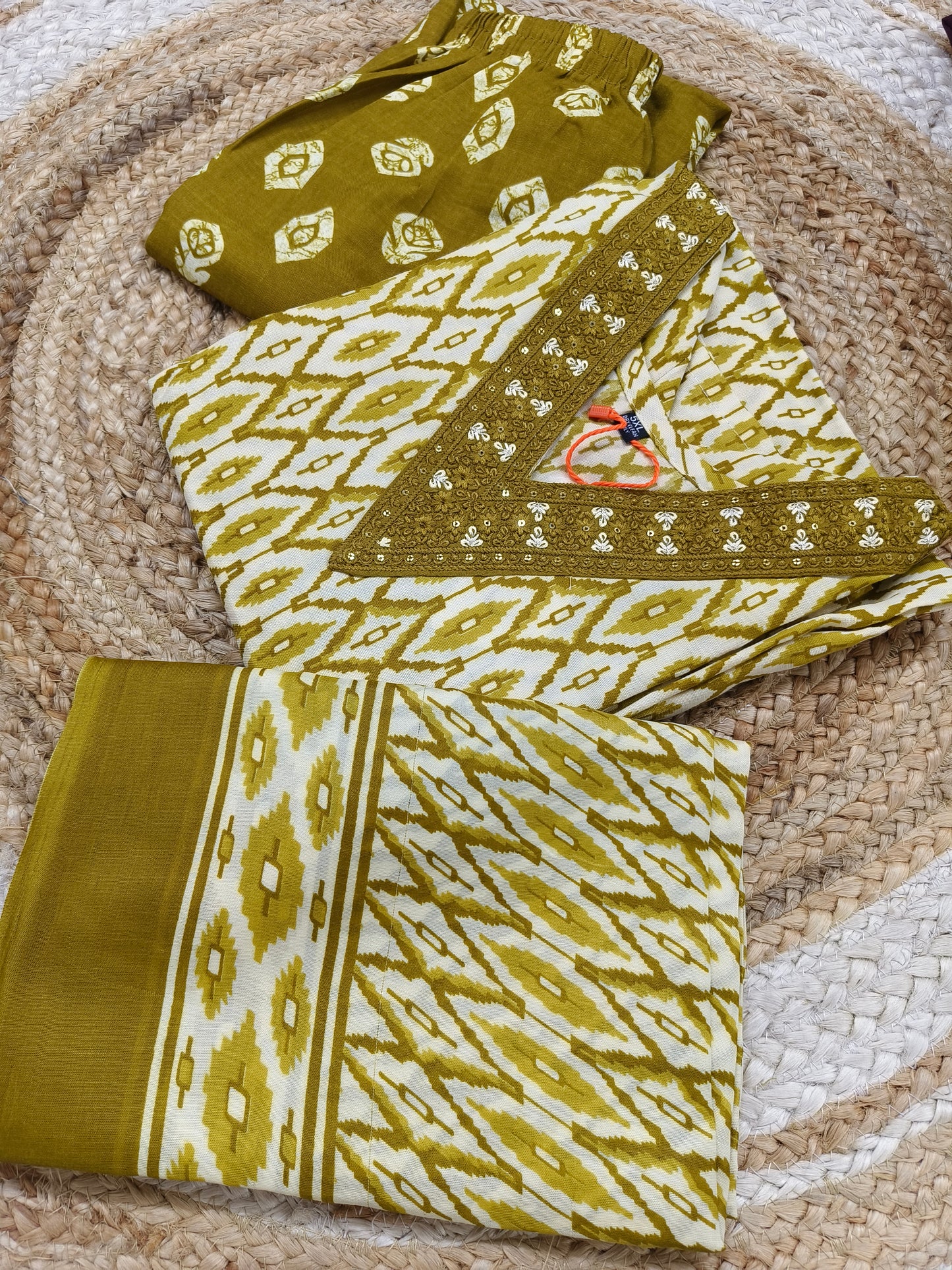 Green Cotton sets with duppatta