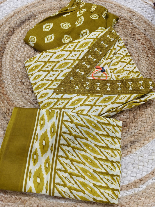 Green Cotton sets with duppatta